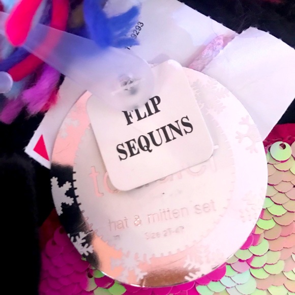 Hat/Mitten Set,Black/Pink, Toddler Size 2T-4T - Picture 4 of 4